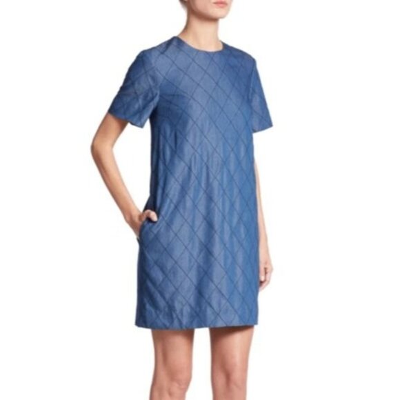 kate spade Dresses & Skirts - Kate Spade New York Womens Dark Blue Quilted Chambray Shift Dress Size 2